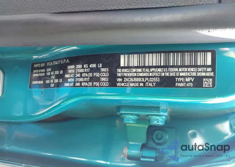 2020 Jeep Renegade Latitude 4X4 from USA, damaged, VIN ZACNJBBB3LPL02553